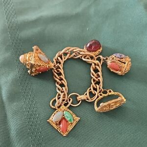 1980's Multistone Distressed Charm Braclet